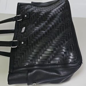 Longaberger woven leather large bag purse. Black Used.